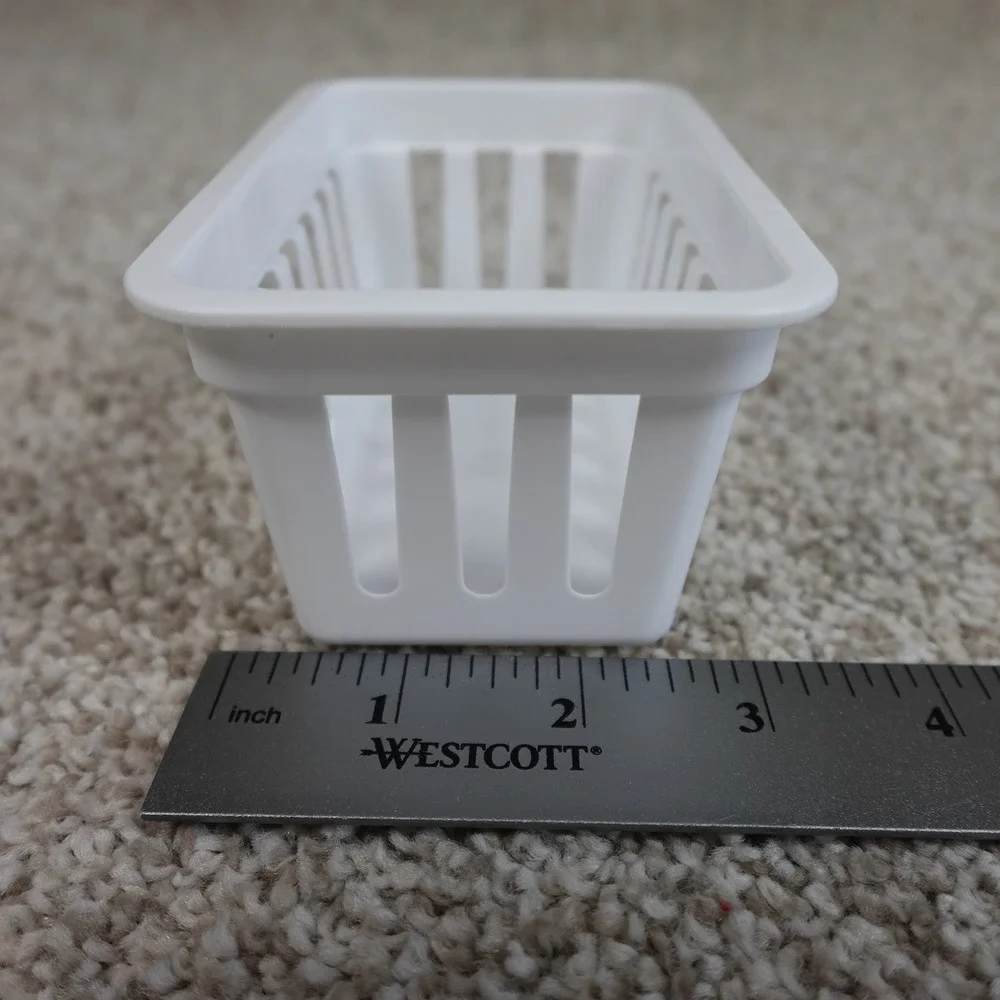 White Plastic Slotted Storage Baskets Set of 3 Drawer Organizers Bins